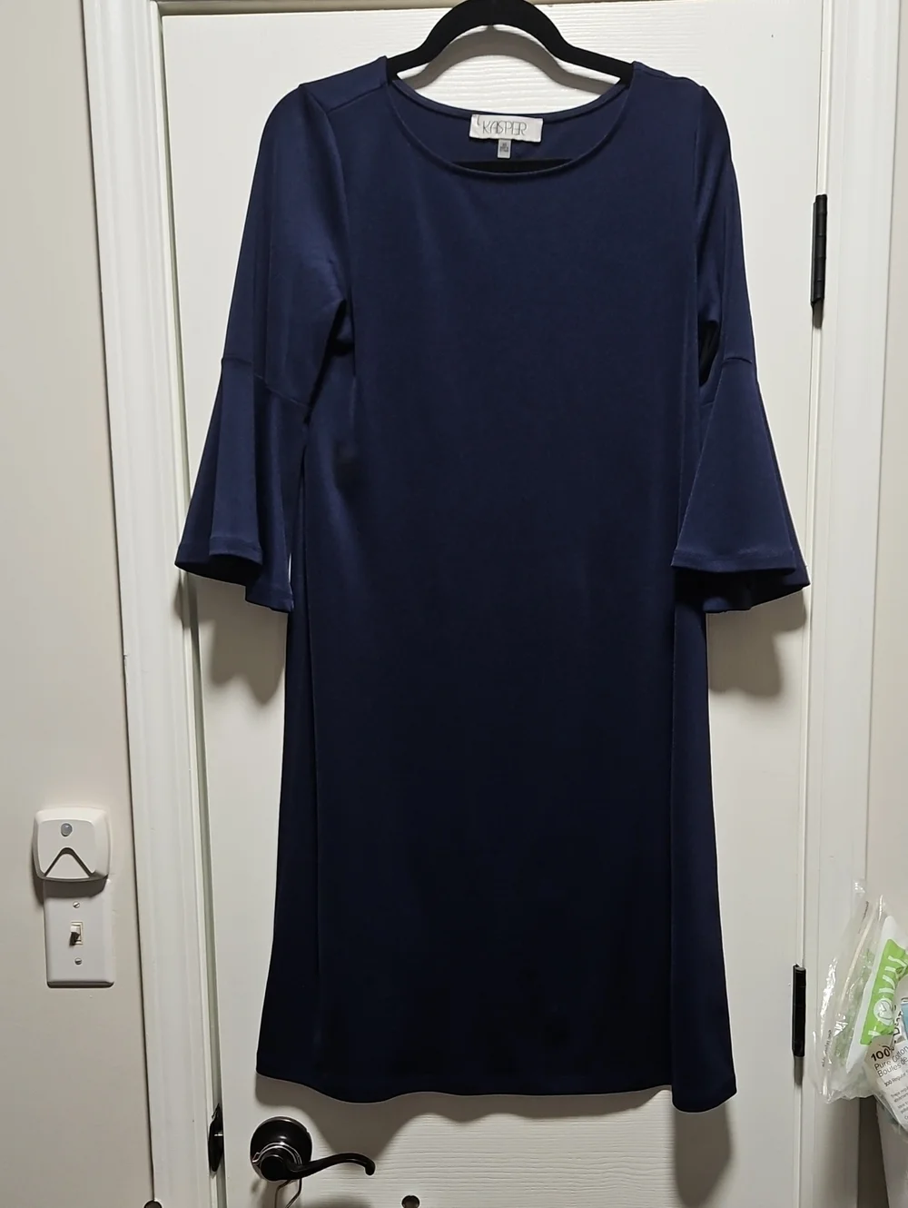 Kasper Dark Navy Bell Sleeve Shift Dress